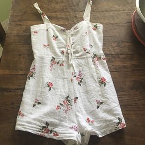 Floral pink and white romper